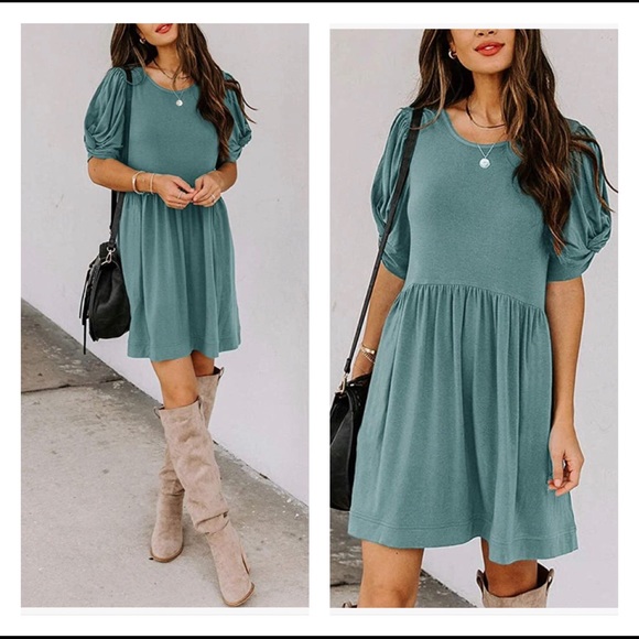 MEROKEETY Dresses & Skirts - NWT Swing Dress with Pockets ( Teal color)